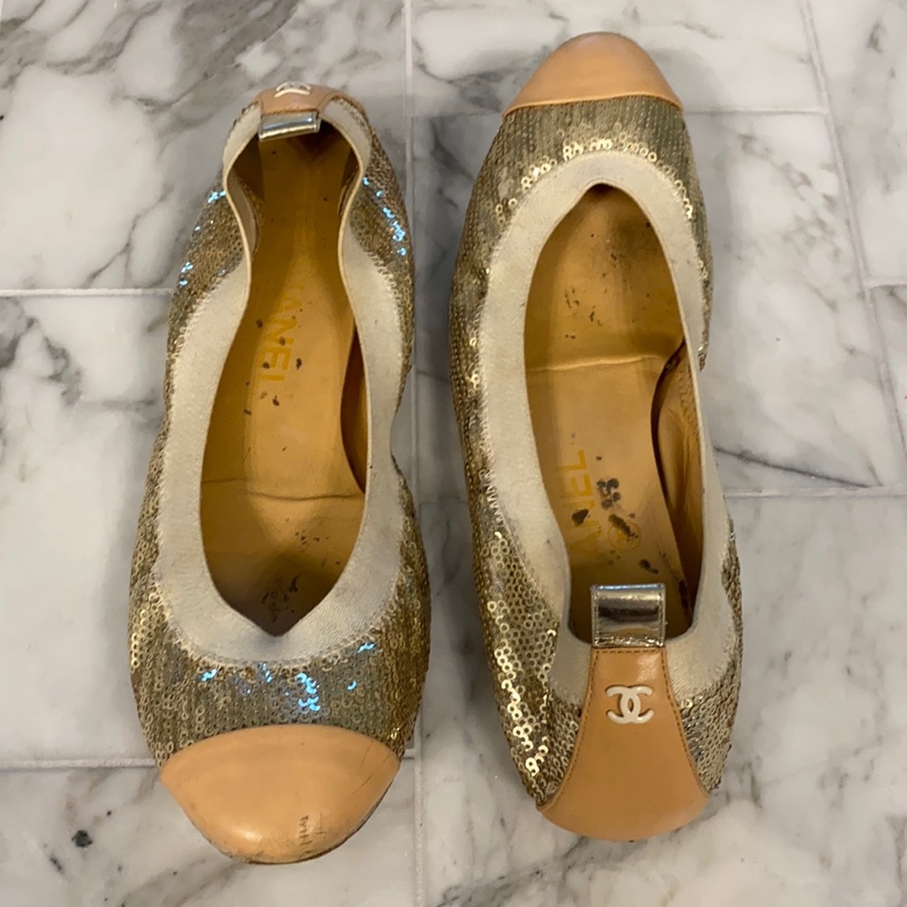 Chanel sequin flats